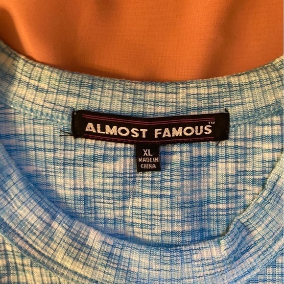 Almost Famous New Size XL Tank Top Blue Cameo Pastel Knit Sleeveless Tie Details - Picture 6 of 10